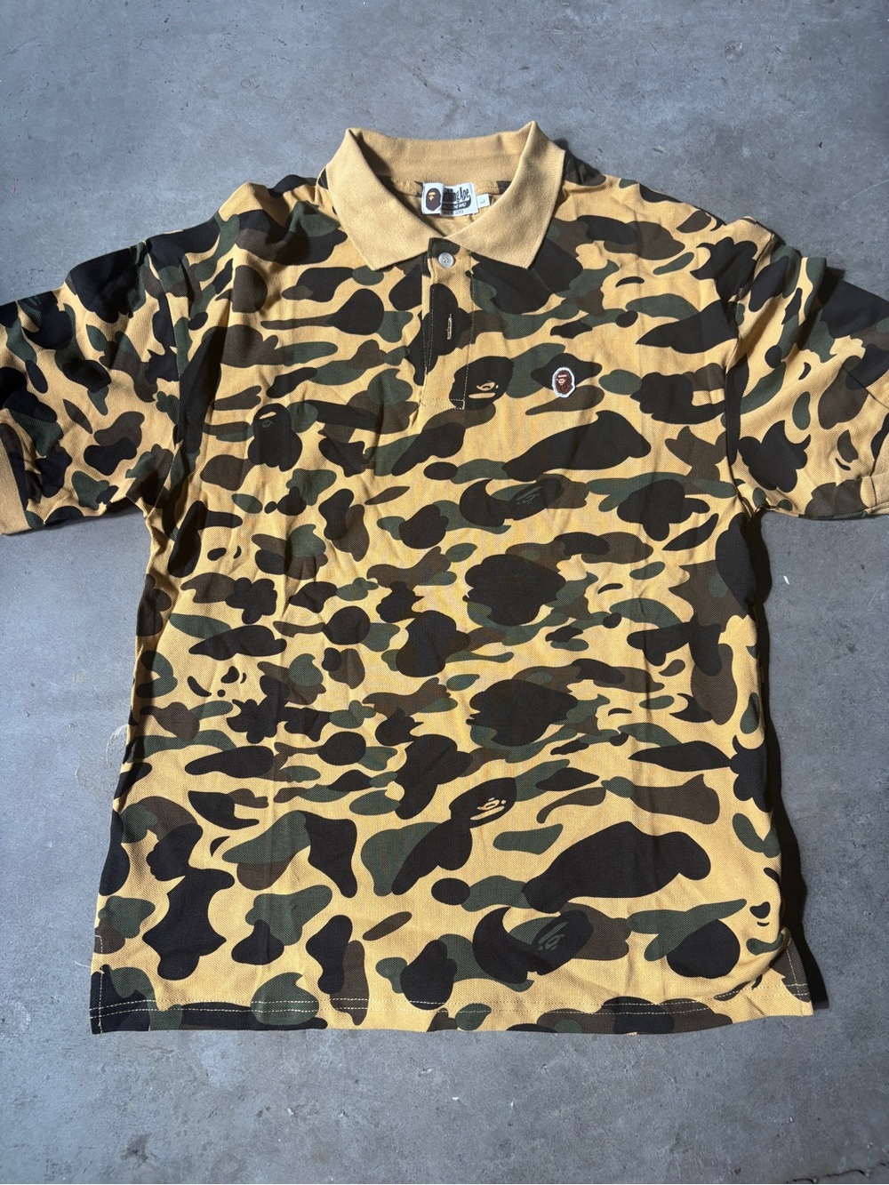 BAPE Yellow & Green Camo Polo Shirt